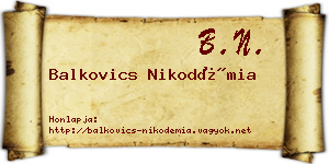 Balkovics Nikodémia névjegykártya